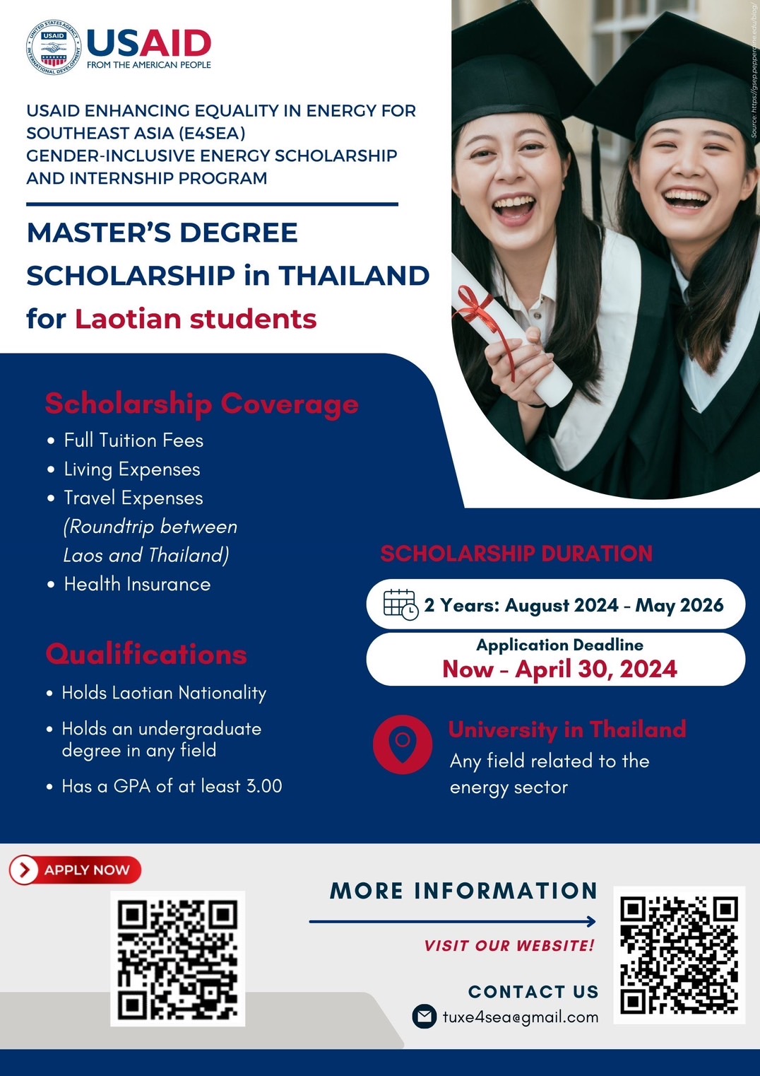 Master's Degree Scholarship in Thailand for Laotian students